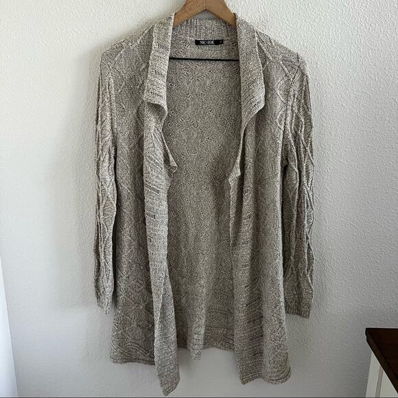 Nic + Zoe Champagne Open Front Knit Cardigan Boho Neutral Small - Picture 1 of 8
